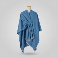 Poncho châle uni pour femme à nouer devant - Cape réversible en fausse cachemire avec bords effilochés, poncho en tricot de couleur neutre