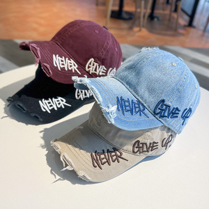 Gorra de béisbol de mezclilla lavada con visera ancha para <span class=keywords><strong>mujer</strong></span>, nueva moda, gorra snapback lavada con personalidad para otoño y primavera - Product Image 3