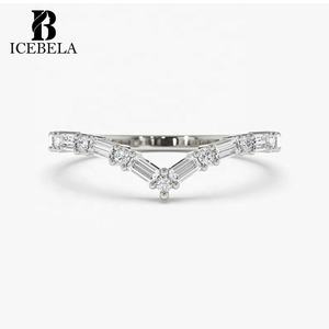 ICEBELA güzel takı toptan <span class=keywords><strong>V</strong></span> şekilli istifleme yüzük kadın zirkon kızlar için 925 ayar gümüş lüks tasarımcı dalga yüzük - Product Image 3