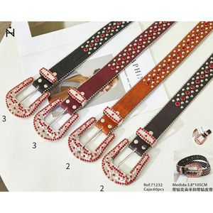 Cintura in Vera Pelle con Fiore in Strass 3.8*105CM, Cintura Moda Donna - Product Image 1