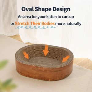 Large Indoor Cat Scratcher Lounge Big Corrugated Cardboard Cat <b>Bed</b> Scratch <b>Pad</b> Furniture Protector with Carton Packing - Product Image 5