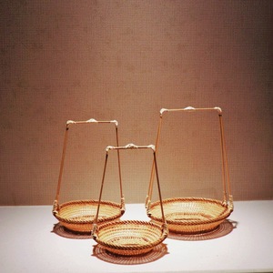 July 7th Woven Rattan Basket Round 1-3L Handmade Rustic Food Container Household Fruit Vegetable Storage - Product Image 1