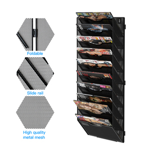 Porte-revues en maille métallique noire réglable 10 Sections-<span class=keywords><strong>rangement</strong></span> <span class=keywords><strong>mural</strong></span> pour documents papier pour le bureau - Product Image 2