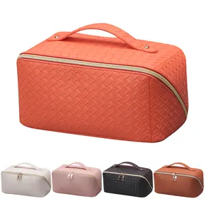 Fashion PU leather luxury diamond design makeup bag travel Women Cosmetic pouch Bag
