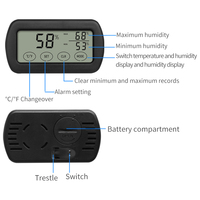 Termómetro con pantalla táctil para interiores, higrómetro con función de registro máximo y alarma, humedad y temperatura, Popular