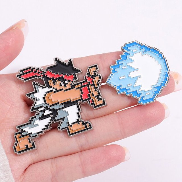 Popular Game Cool Badge Super Street Fighter Black Zinc Alloy Cartoon Characters Brooch in Bulk Yiwu