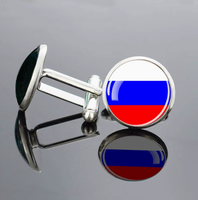 Boutons de manchette ronds en alliage de haute qualité, design drapeau national russe, accessoire de vêtement formel
