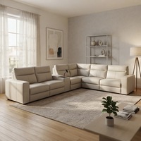 Ensemble de canapés inclinables électriques en cuir véritable de luxe moderne en forme de L, zéro distance murale, pour salon et home cinéma, avec port de charge USB et éclairage LED