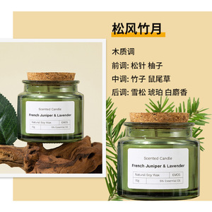 Bougie parfumée en cire de soja en bouteille verte, best-seller transfrontalier, vente en gros, style européen et américain, articles d'ameublement. - Product Image 4