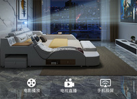 Smart-Bett Neues Design Multifunktionales Kopf-Fuß-Rücken-Massagebett Kingsize Modernes Schlafzimmer Mit Stauraum Sicherer Filmprojektor