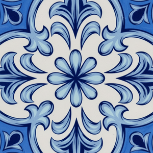 Piastrelle in Ceramica Blu e Bianche Stile Mediterraneo Vintage 150x150x8mm Lucide per Pareti e Pavimenti di Ville, Esterni e Bagni - Product Image 4