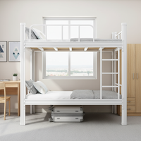 Lits superposés en métal robustes et modernes pour dortoirs scolaires, lits à cadre en fer pour 2 personnes, lit superposé double en métal noir et blanc