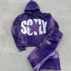 Conjunto de Sudadera con Capucha y Pantalones Extra Grandes de Algodón 100% con Apliques Bordados, Ropa Personalizada al por Mayor para Invierno - Product Image 6