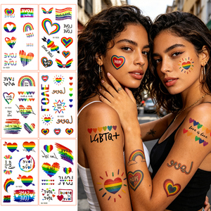 Adesivi per Tatuaggi Temporanei LGBTQ Pride Love Is Love, Non Tossici e Impermeabili, Design Sexy per Viso e Corpo - Product Image 3