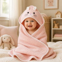 Serviette à capuche pour bébé en coton crêpe texturé doux de qualité supérieure, motif animal 3D, ultra absorbante, cape de bain pour nourrisson, OEM ODM