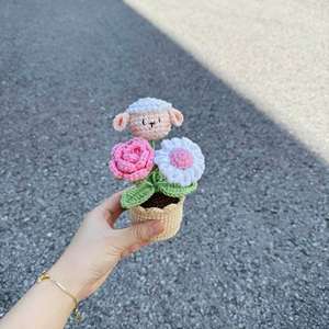 ตุ๊กตาสัตว์ถักโครเชต์ แกะ ดอกทานตะวัน กุหลาบ ผึ้ง <span class=keywords><strong>ดอกไม้</strong></span> กระถางถัก <span class=keywords><strong>ดอกไม้</strong></span>ถักโครเชต์ ของขวัญวาเลนไทน์ 2026 - Product Image 3