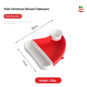 Nouveau plateau repas pour bébé en silicone de Noël, type ventouse, imperméable, portable, assiette divisée - Product Image 6