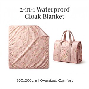 UV Resistant Quick Drying Floral Picnic <b>Blanket</b> <b>Waterproof</b> 2x2m Oversized Outdoor Mat Roll up Bohemian Beach Rug for Glamping - Product Image 1