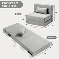 Fauteuil Convertible Pliable en Lit avec Mousse à Mémoire de Forme, Canapé de Sol Matelas de Couchage Simple Plus, avec Oreiller