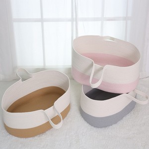 Cotton Rope Woven <b>Storage</b> <b>Basket</b> <b>For</b> Baby Diaper Changing Table <b>Large</b> Straight Body 0-12 Months - Product Image 1
