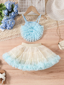 Nouvelle jupe tutu élégante 2025 pour filles, avec <span class=keywords><strong>gilet</strong></span> dos nu 3D et jupe tutu moelleuse superposée, polyvalente en nylon polyamide pour filles - Product Image 4