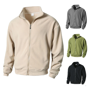 Veste polaire unisexe décontractée à manches longues, coupe-vent, avec fermeture éclair frontale, logo, col montant, en tissu tricoté 300g pour l'automne - Product Image 1