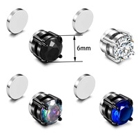 Boucles d'oreilles magnétiques tendance CZ 2026 sans perçage, en acier inoxydable, clips d'oreille pour hommes et femmes, bijoux punk faux piercing