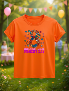 Elegante T-Shirt da Donna con Collo Tondo e Maniche Corte, Stampa Floreale, Top per la Giornata Internazionale della Donna, Primavera Estate Autunno, 100% Cotone - Product Image 2