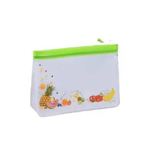 Airtight Seal Food Preservation Bag Reusable Food Storage Bag Food Grade Leakproof PEVA Ziplock Bags