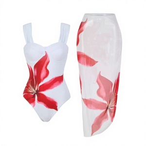 Conjunto de Traje de Baño y Falda para Mujer, 8 Colores, Estampado, Moderno, Dos Piezas, Impermeable, Spandex/Nailon, con Aros, Push-Up, Cierres, Tallas S-XL - Product Image 2