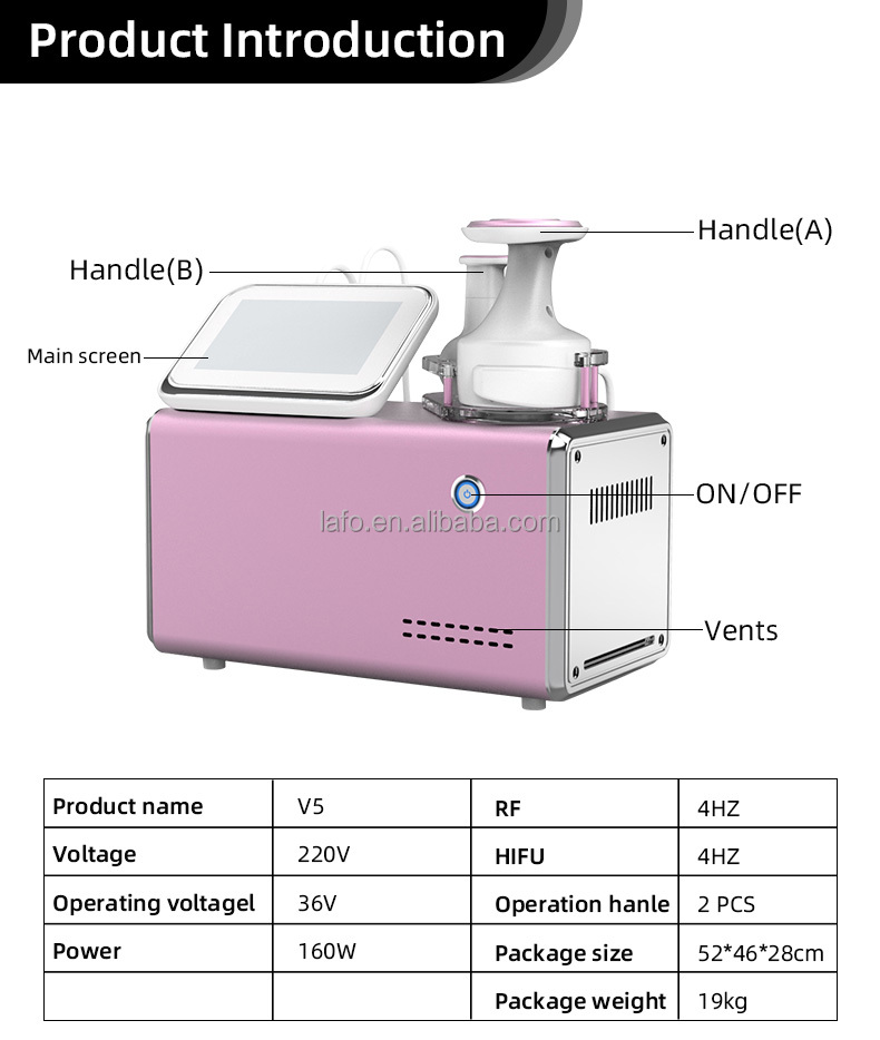 LF-165A portable fat reduce machine RF Skin Rejuvenation V5 HIFU RF Anti Aging best cellulite removal machine