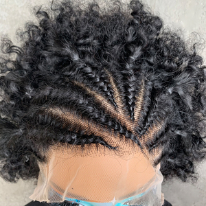 Parrucca Afro Ricci Corti Intrecciati 13x4 Frontale in Pizzo Senza Colla, Capelli Umani Remy Brasiliani Neri Naturali per Donne Nere - Product Image 6