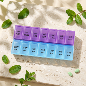 Wholesale 14 Compartment Double Row Cross Plastic Pill <b>Box</b> Portable Medicine Organizer Pills Vitamins Jewelry <b>Storage</b> for Travel - Product Image 2