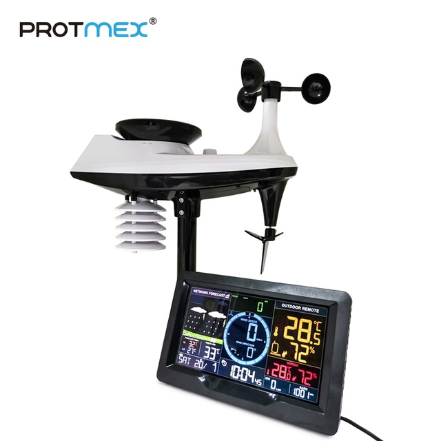 Protmex PTW6 RCC ABS OEM Home Indoor Outdoor Automatic WiFi Wireless Weather Station Rainfall Humidity Monitoring 100m Range