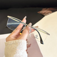 Gafas Ópticas KM 18006 de Alta Calidad, Ultraligeras, con Armazón 100% de Titanio Puro, Estilo Ejecutivo para Hombre y Mujer, Media Montura