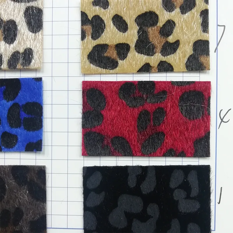 Espessura 0.6mm Faux fur leopard dot Leather para fazer bolsas, bolsas e materiais de sapato PU Leather