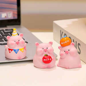 Figurita de cerdo linda, decoración en miniatura de resina, regalo para niños, juguete unisex - Product Image 2