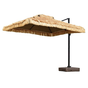 Parasol de plage imperméable à double couche avec cadre en fer et design romain en paille pour la plage et l'hôtel - Product Image 6
