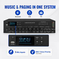 Amplificateur de sonorisation commercial XIDLY 150W 5 zones avec tuner USB SD FM Bluetooth 3 entrées micro pour système de sonorisation, église, école, installation
