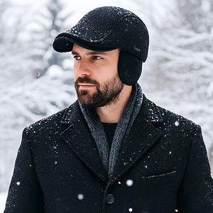 Autumn Winter Warm <b>Beret</b> Hat with Earmuffs Casual Classic Fashion for Daily Outdoor Travel Wholesale - Product Image 4