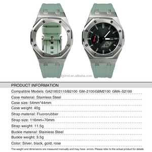 Kit de modification de montre <span class=keywords><strong>Casioak</strong></span> pour <span class=keywords><strong>GA</strong></span>-<span class=keywords><strong>2100</strong></span>/<span class=keywords><strong>GA</strong></span>-2110/<span class=keywords><strong>GA</strong></span>-B2100, boîtier en acier inoxydable professionnel, bracelet en caoutchouc FKM à motif sergé, boucle à ardillon - Product Image 2
