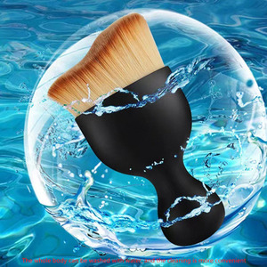 Pinceau à cheveux en fibres Arc Fiber, double courbure marron, professionnel, pour le maquillage du visage, lavable, pour fond de teint, haute qualité - Product Image 3
