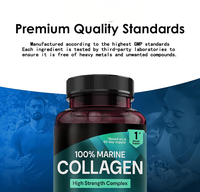 Collagène marin de type I avec acide hyaluronique, vitamine C, biotine, soutien pour la peau, les cheveux, les ongles et les articulations, étiquette privée ODM, 60 capsules