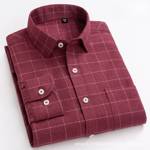 Camisa de manga larga a cuadros para hombre, abrigo de camisa de manga larga de alta calidad - Product Image 5