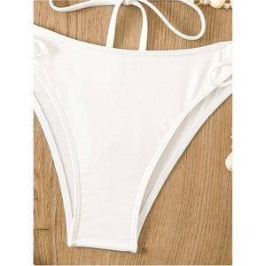 Women's Triangle <b>Bikini</b> <b>Set</b> Halter Beaded <b>String</b> Swimsuit 2 Piece Boho Cheeky Bathing Suit - Product Image 2