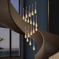 Lustre d'escalier en colimaçon Lumière luxe simple cristal lumière hôtel appartement pick vide duplex salon villa lustre