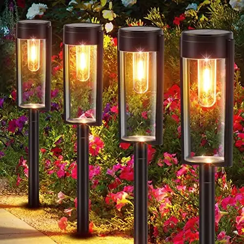 Solar Pathway Lights Outdoor, New Upgraded Solar Outdoor Lights Solar Powered Landscape Path Lights for Yard Lawn Patio Walkway