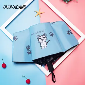 Chuvaband guarda-chuva dobrável para crianças, guarda-chuva com desenhos animados, gato e garra, proteção anti uv yd040