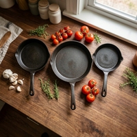Ensembles d'ustensiles de cuisine pré-assaisonnés, poêle en fonte, ensemble de poêles à frire pour cuisinières à induction