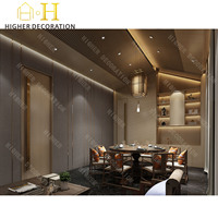 Décoration intérieure de chambre privée d'hôtel de luxe, mobilier d'intérieur d'hôtel, panneaux muraux décoratifs en bois, tables et chaises haut de gamme